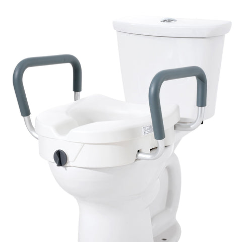 Raised Toilet Seat, 5" Height Raised, 350 lbs Weight Capacity, for Round and Elongated Toilet, Twist Lock Installation,19.1" - 21.7" Adjustable Width, for Elderly, Handicap, Patient, Pregnant, M