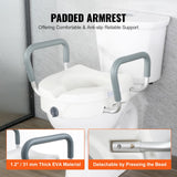 Raised Toilet Seat, 5" Height Raised, 350 lbs Weight Capacity, for Round and Elongated Toilet, Twist Lock Installation,19.1" - 21.7" Adjustable Width, for Elderly, Handicap, Patient, Pregnant, M