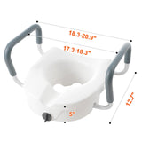 Raised Toilet Seat, 5" Height Raised, 350 lbs Weight Capacity, for Round and Elongated Toilet, Twist Lock Installation,19.1" - 21.7" Adjustable Width, for Elderly, Handicap, Patient, Pregnant, M