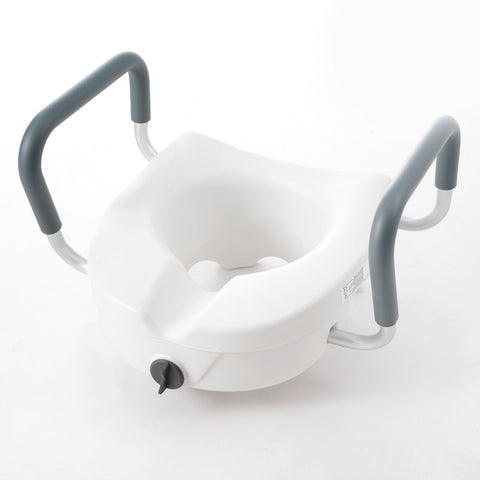 Raised Toilet Seat, 5" Height Raised, 350 lbs Weight Capacity, for Round and Elongated Toilet, Twist Lock Installation,19.1" - 21.7" Adjustable Width, for Elderly, Handicap, Patient, Pregnant, M