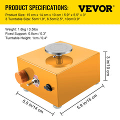 VEVOR Mini Pottery Wheel, 30W 0-2000 RPM Ceramic Wheel, Adjustable Speed DIY Clay Machines, Electric Sculpting Kits with 3 Turntables Trays and 16pcs Tools for Art Craft Work Molding Gift and Home DIY