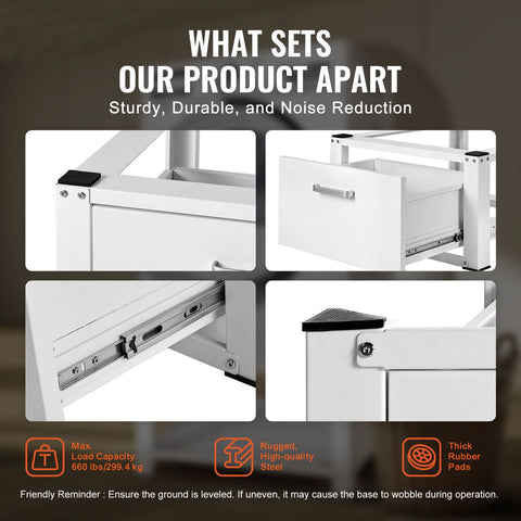 Laundry Pedestal 686mmmW x 366mmH, Washer And Dryer Base Stand Platform Universal Fit 299kg Capacity, Heavy Duty Multi-Functional Base for Washing Machine with Drawer & Rich Accessories