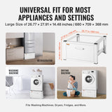Laundry Pedestal 686mmmW x 366mmH, Washer And Dryer Base Stand Platform Universal Fit 299kg Capacity, Heavy Duty Multi-Functional Base for Washing Machine with Drawer & Rich Accessories
