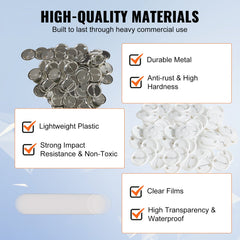 VEVOR 1.25" 32mm Button Badge Parts Supplies for Button Maker Machine 500 Sets