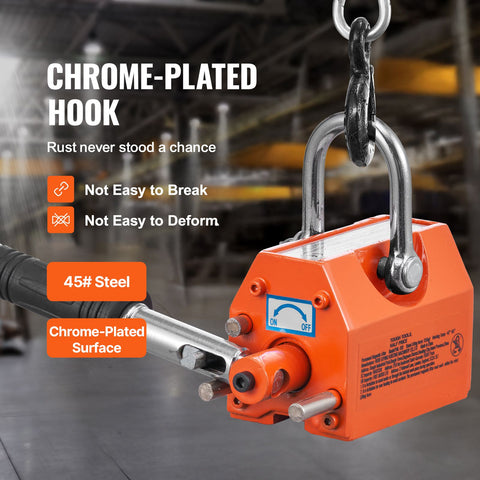 Magnetic Lifter, 100 kg/220 lbs Pulling Capacity, 2.5 Safety Factor, Neodymium & Steel, Lifting Magnet with Release, Permanent Lift Magnets, Heavy Duty Magnet for Hoist, Shop Crane, Block, Board