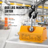 Magnetic Lifter, 300 kg Pulling Capacity, 2.5 Safety Factor, Neodymium & Steel, Lifting Magnet with Release, Permanent Lift Magnets, Heavy Duty Magnet for Hoist, Shop Crane, Block, Board