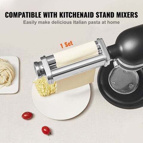 Pasta Attachment for KitchenAid Stand Mixer, Stainless Steel Pasta Sheet Roller Attachment, Pasta Maker Machine Accessory with 8 Adjustable Thickness Knob, KitchenAid Pasta Attachment by VEVOR