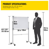 Mobile Dry Erase Board Magnetic Whiteboard w/ Stand 60 x 90cm Double Sided