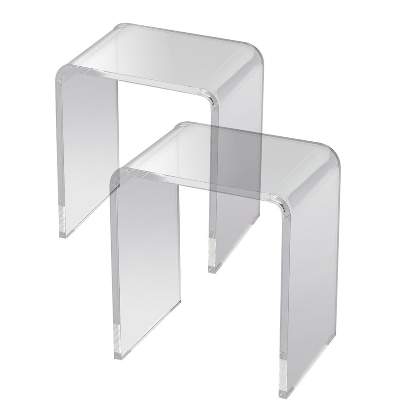 VEVOR Acrylic End Table, 2 pcs C-Shaped Lucite Side Tables, Clear Acrylic Side Table for Drink, Food, Snack used in Living Room, Bedroom, and Study