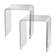 VEVOR Acrylic End Table, 2 pcs C-Shaped Lucite Side Tables, Clear Acrylic Side Table for Drink, Food, Snack used in Living Room, Bedroom, and Study