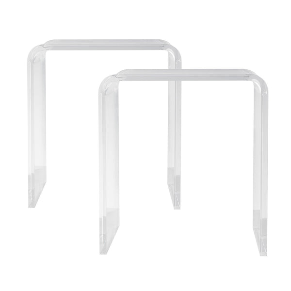 VEVOR Acrylic End Table, 2 pcs C-Shaped Lucite Side Tables, Clear Acrylic Side Table for Drink, Food, Snack used in Living Room, Bedroom, and Study