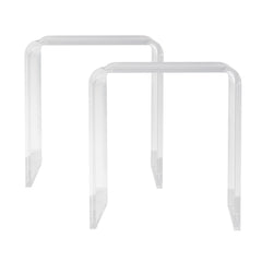 VEVOR Acrylic End Table, 2 pcs C-Shaped Lucite Side Tables, Clear Acrylic Side Table for Drink, Food, Snack used in Living Room, Bedroom, and Study