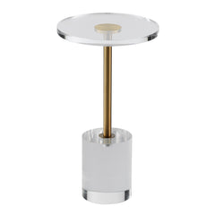 VEVOR Clear Acrylic End Table, Acrylic Side Table with a Solid Base, 11.9 x 11.9 inch Round Tabletop, 21.4 inch High, for Coffee, Drink, Food, Snack used in Living Room, Bedroom, and Study