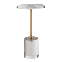 VEVOR Clear Acrylic End Table, Acrylic Side Table with a Solid Base, 11.9 x 11.9 inch Round Tabletop, 21.4 inch High, for Coffee, Drink, Food, Snack used in Living Room, Bedroom, and Study