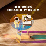 Round Iridescent Side Table, Acrylic End Table, Clear Rainbow Acrylic Coffee Table for Drink, Food, Snack used in Living Room, Bedroom, and Study