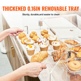 Pastry Display Case, 3-Tier Commercial Countertop Bakery Display Case, Acrylic Display Box with Rear Door Access & Removable Shelves, Keep Fresh for Donut Bagels Cake Cookie