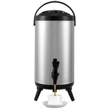 Stainless Steel Insulated Beverage Dispenser, 9.2 Liter, Thermal Hot and Cold Drink Server Dispenser with Spigot Handle, Food-grade for Hot Tea Coffee Water Restaurant Drink Shop