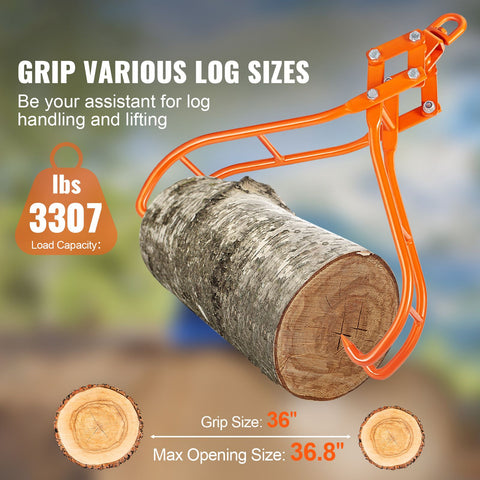 Timber Claw Hook, 36 inch 4 Claw Log Grapple for Logging Tongs, Swivel Steel Log Lifting Tongs, Eagle Claws Design with 3307 lbs/1500 kg Loading Capacity for Tractors, ATVs, Trucks, Forklifts