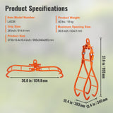 Timber Claw Hook, 36 inch 4 Claw Log Grapple for Logging Tongs, Swivel Steel Log Lifting Tongs, Eagle Claws Design with 3307 lbs/1500 kg Loading Capacity for Tractors, ATVs, Trucks, Forklifts