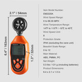 Handheld Anemometer, -10℃ to 45℃, Digital Wind Speed Meter Gauge with LED Backlight Screen, Measures Wind Velocity Wind Temperature Air Flow Wind Chill, for Sailing Surfing Drone Flying HVAC