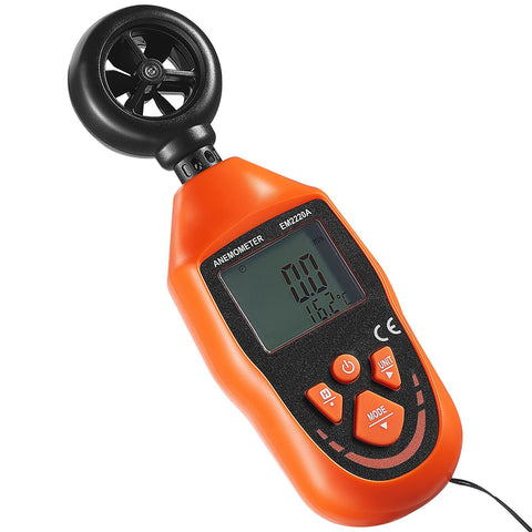 Handheld Anemometer, -10℃ to 45℃, Digital Wind Speed Meter Gauge with LED Backlight Screen, Measures Wind Velocity Wind Temperature Air Flow Wind Chill, for Sailing Surfing Drone Flying HVAC