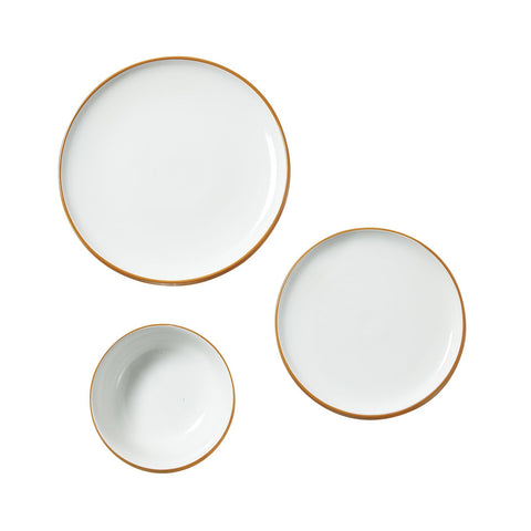 18 PCS Dinnerware Set Ceramic Plates and Bowls Sets Service for 6 White