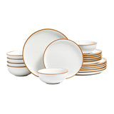 18 PCS Dinnerware Set Ceramic Plates and Bowls Sets Service for 6 White