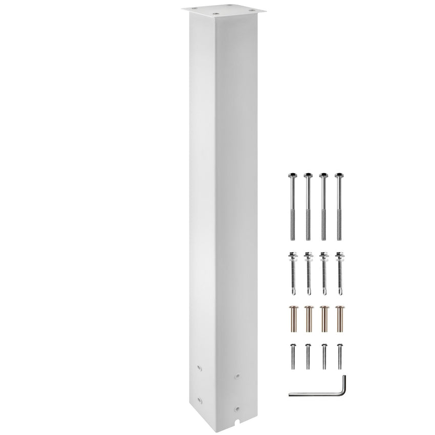 VEVOR Mailbox Post, 43"" High Mailbox Stand, White Powder-Coated Mail Box Post Kit, Q235 Steel Post Stand Surface Mount Post for Sidewalk and Street Curbside, Universal Mail Post for Outdoor Mailbox