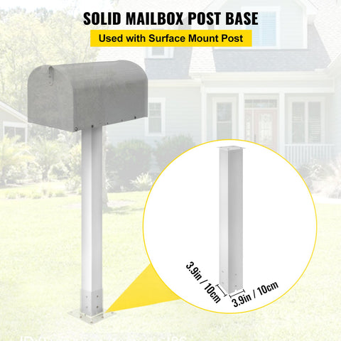 Mailbox Post, 43"" High Mailbox Stand, White Powder-Coated Mail Box Post Kit, Q235 Steel Post Stand Surface Mount Post for Sidewalk and Street Curbside, Universal Mail Post for Outdoor Mailbox