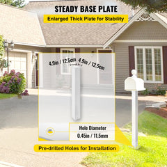 VEVOR Mailbox Post, 43"" High Mailbox Stand, White Powder-Coated Mail Box Post Kit, Q235 Steel Post Stand Surface Mount Post for Sidewalk and Street Curbside, Universal Mail Post for Outdoor Mailbox