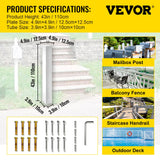 Mailbox Post, 43"" High Mailbox Stand, White Powder-Coated Mail Box Post Kit, Q235 Steel Post Stand Surface Mount Post for Sidewalk and Street Curbside, Universal Mail Post for Outdoor Mailbox