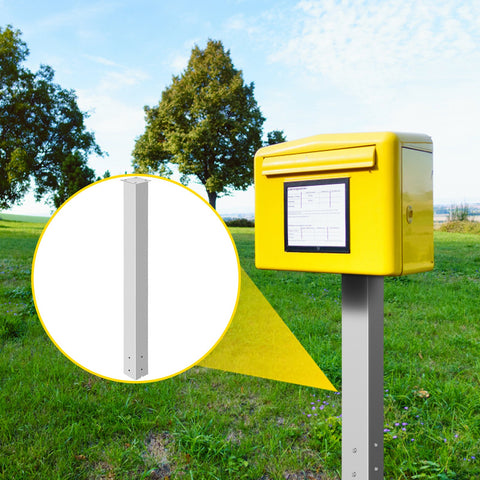 Mailbox Post, 43"" High Mailbox Stand, White Powder-Coated Mail Box Post Kit, Q235 Steel Post Stand Surface Mount Post for Sidewalk and Street Curbside, Universal Mail Post for Outdoor Mailbox
