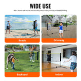 Badminton Net, Height Adjustable Volleyball Net, 17ft Wide Foldable Pickleball Net, Portable Easy Setup Tennis Net Set with Poles, Stand and Carry Bag, for Kids Backyard Game Indoor Outdoor Use