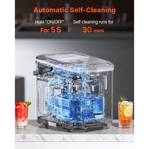 Portable Countertop Ice Maker 26Lbs/24H Self-Cleaning with Scoop Basket
