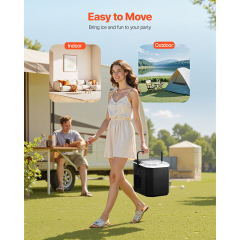 Portable Countertop Ice Maker 26Lbs/24H Self-Cleaning with Scoop Basket