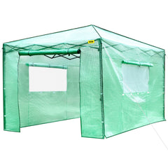 VEVOR 12\'x 8\'x 8\' Pop-Up Greenhouse, Set Up in Minutes, Portable Greenhouse with Doors & Windows. High Strength PE Cover & Powder-Coated Steel Construction