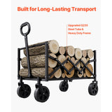 Collapsible Wagon Carts, 120L & 225LBS Folding Wagons with All-Terrain Wheels, Heavy Duty Outdoor Utility Cart with Adjustable Handle, Portable Camping Cart for Beach Grocery Garden Black