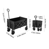 Collapsible Wagon Carts, 120L & 225LBS Folding Wagons with All-Terrain Wheels, Heavy Duty Outdoor Utility Cart with Adjustable Handle, Portable Camping Cart for Beach Grocery Garden Black