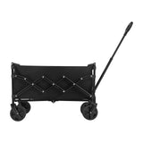 Collapsible Wagon Carts, 120L & 225LBS Folding Wagons with All-Terrain Wheels, Heavy Duty Outdoor Utility Cart with Adjustable Handle, Portable Camping Cart for Beach Grocery Garden Black