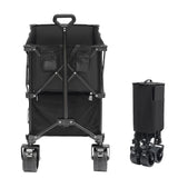 Foldable Double Decker Wagon, 400L Collapsible Wagon Cart with All-Terrain Wheels, Heavy Duty Folding Wagon Cart 350-450 lb Weight Capacity for Camping, Shopping, Garden, 52" Extra Long Extender