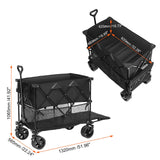 Foldable Double Decker Wagon, 400L Collapsible Wagon Cart with All-Terrain Wheels, Heavy Duty Folding Wagon Cart 350-450 lb Weight Capacity for Camping, Shopping, Garden, 52" Extra Long Extender