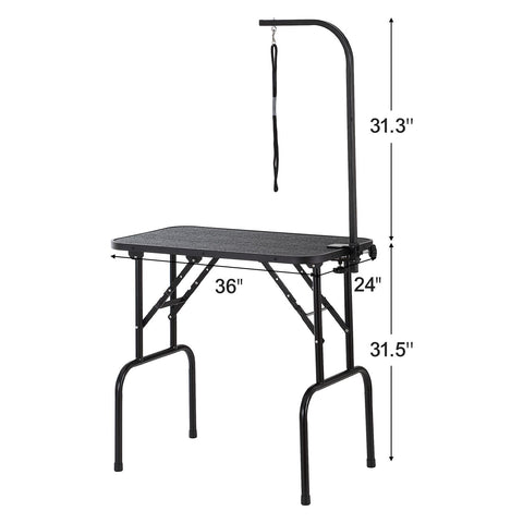 Pet Grooming Table Arm with Clamp, 808 x 460 mm Dog Grooming Station, Foldable Pets Grooming Stand for Medium and Small Dogs, Free No Sit Haunch Holder with Grooming Loop, Bearing 99.8kg