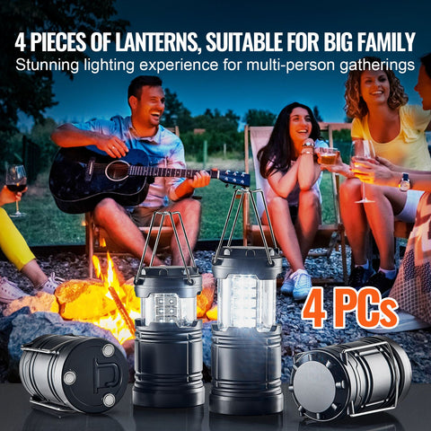 LED Camping Lanterns Collapsible Battery Powered Flashlights Set of 4