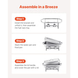 8 Qt 2 Pack Rectangle Chafing Dish Buffet Set Fullsize Pan Stainless Steel