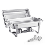8 Qt 4 Pack Rectangle Chafing Dish Buffet Set Fullsize Pan Stainless Steel