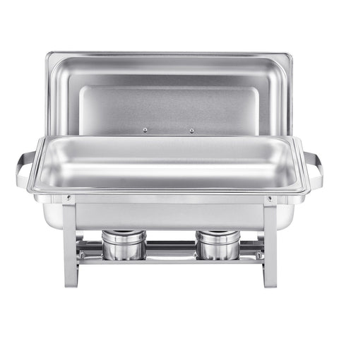 8 Qt 4 Pack Rectangle Chafing Dish Buffet Set Fullsize Pan Stainless Steel