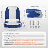 Boat Seat Low Back Fold-Down Fishing Boat Chair with Sponge Padding 2 Pack