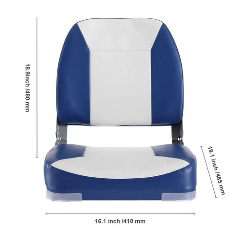 Boat Seat Low Back Fold-Down Fishing Boat Chair with Sponge Padding 2 Pack