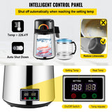 1.1 Gal Water Distiller, 0.3 Gal/H, 750W Distilled Water Maker Machine 0-99H Timing Set Temp Display, 304 Stainless Steel Countertop Distiller Glass Carafe Cleaning Powder 3 Carbon Packs, Silver