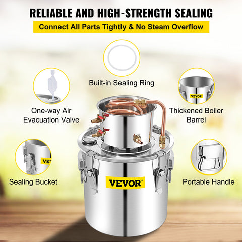 50L Water Alcohol Distiller Copper Moonshinestill Brewing w/ Water Pump